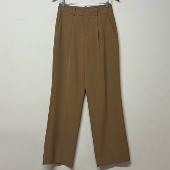 Calvin Klein Tan Wide Leg Trouser Pants Office Professional Work 0 - Picture 1 of 4